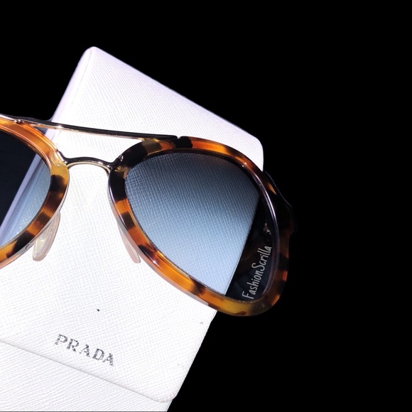 Prada Havana Tortoise Gradient Blue Lens Sunglasses - Picture 3 of 8